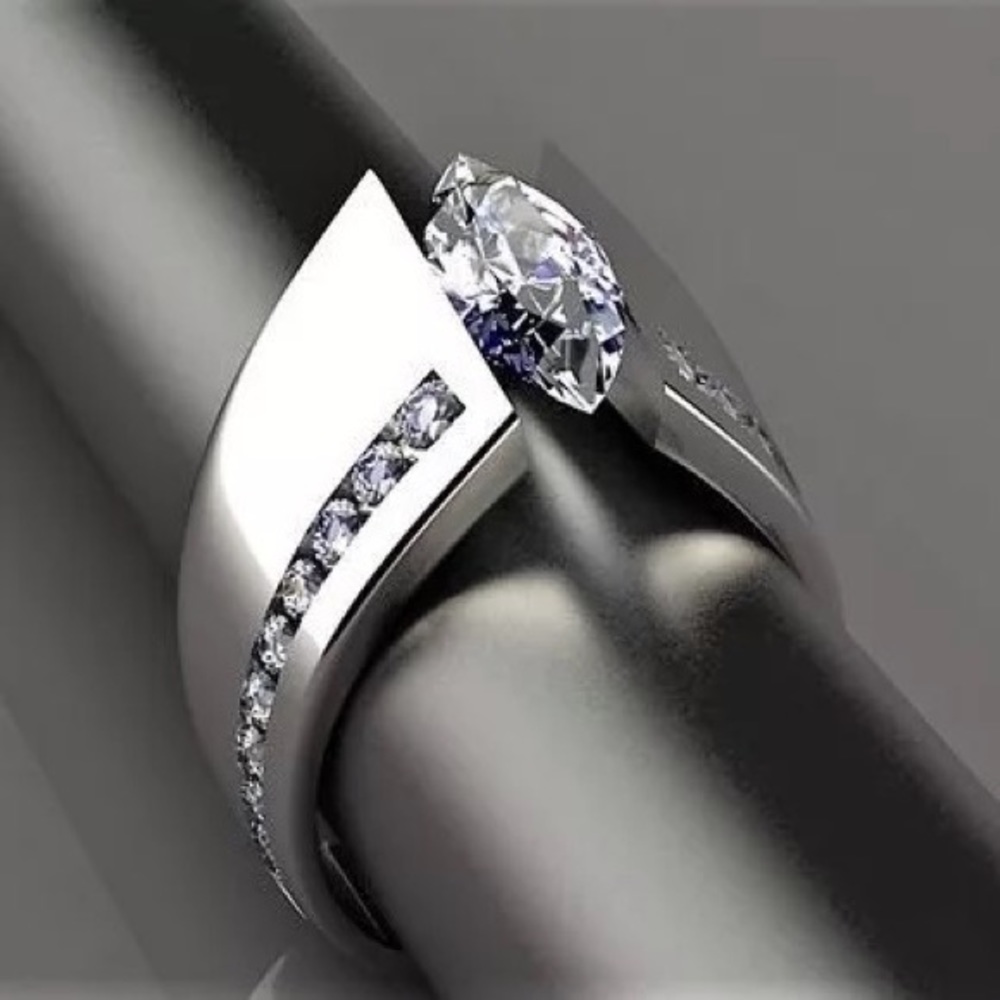 New Women’s 925 silver Marquise Cut Diamond Ring